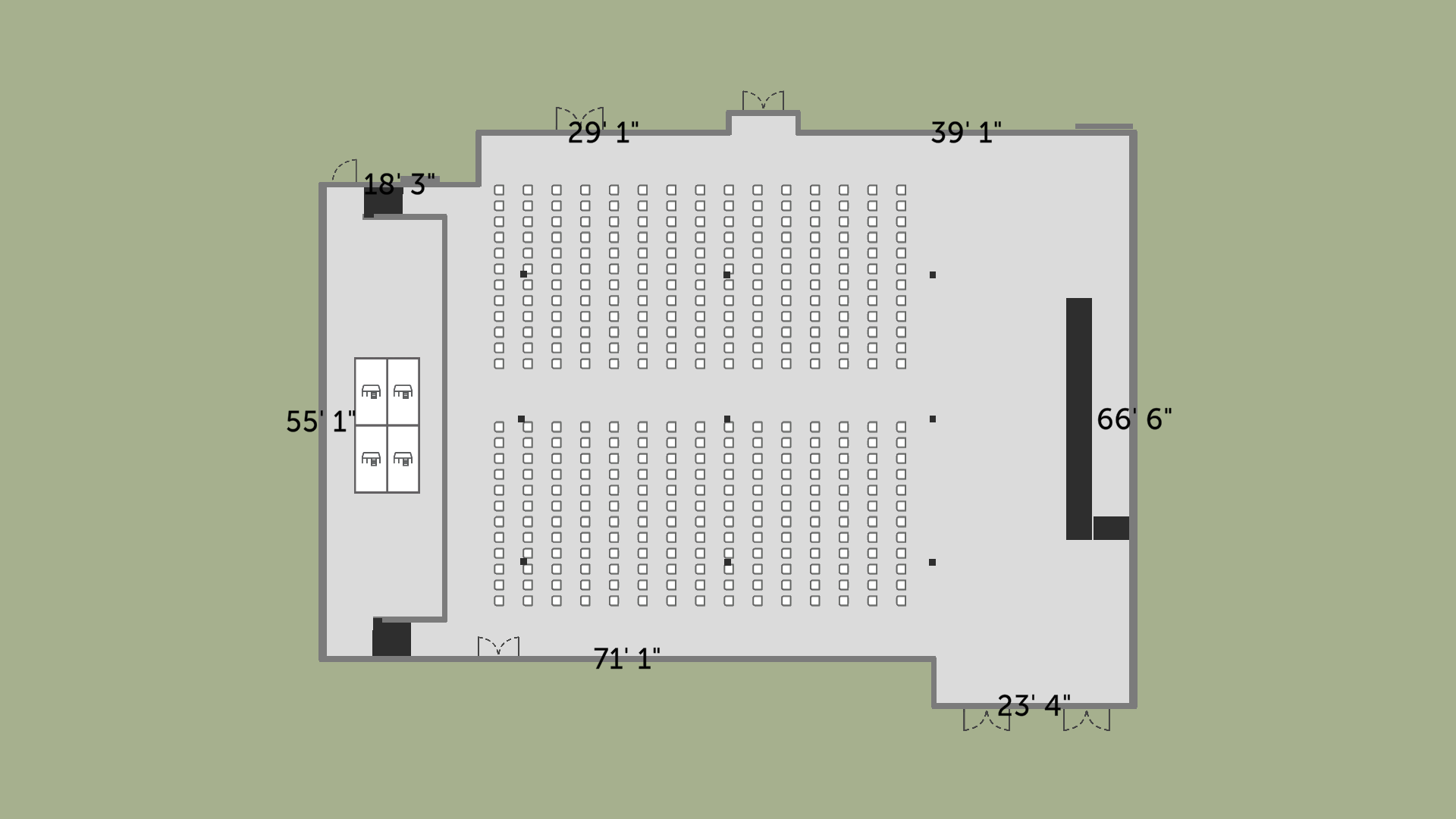 The Social — ceremony seating, 8 rows of 16