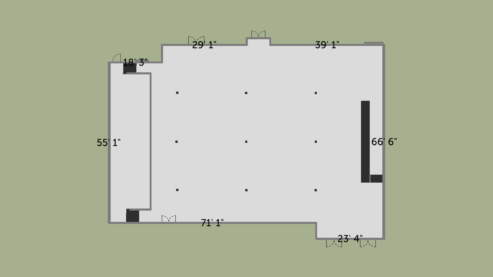 The Social — empty floor plan with dimensions