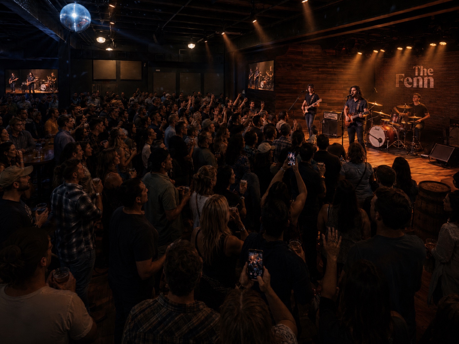 The Fennec main floor — full room with crowd and stage